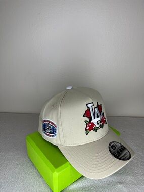 Beige Floral LA Patch Baseball Cap
